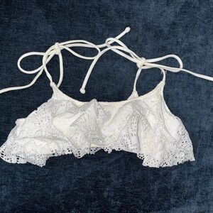 PINK Victoria's Secret White Eyelet Bandeau Bikini Top